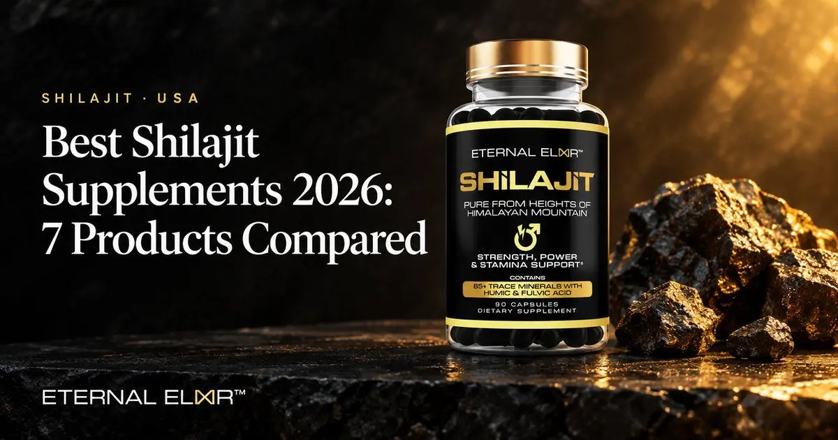 Best Shilajit Supplements 2026: 7 Products Compared – Eternal Elixir Shilajit 1000mg bottle