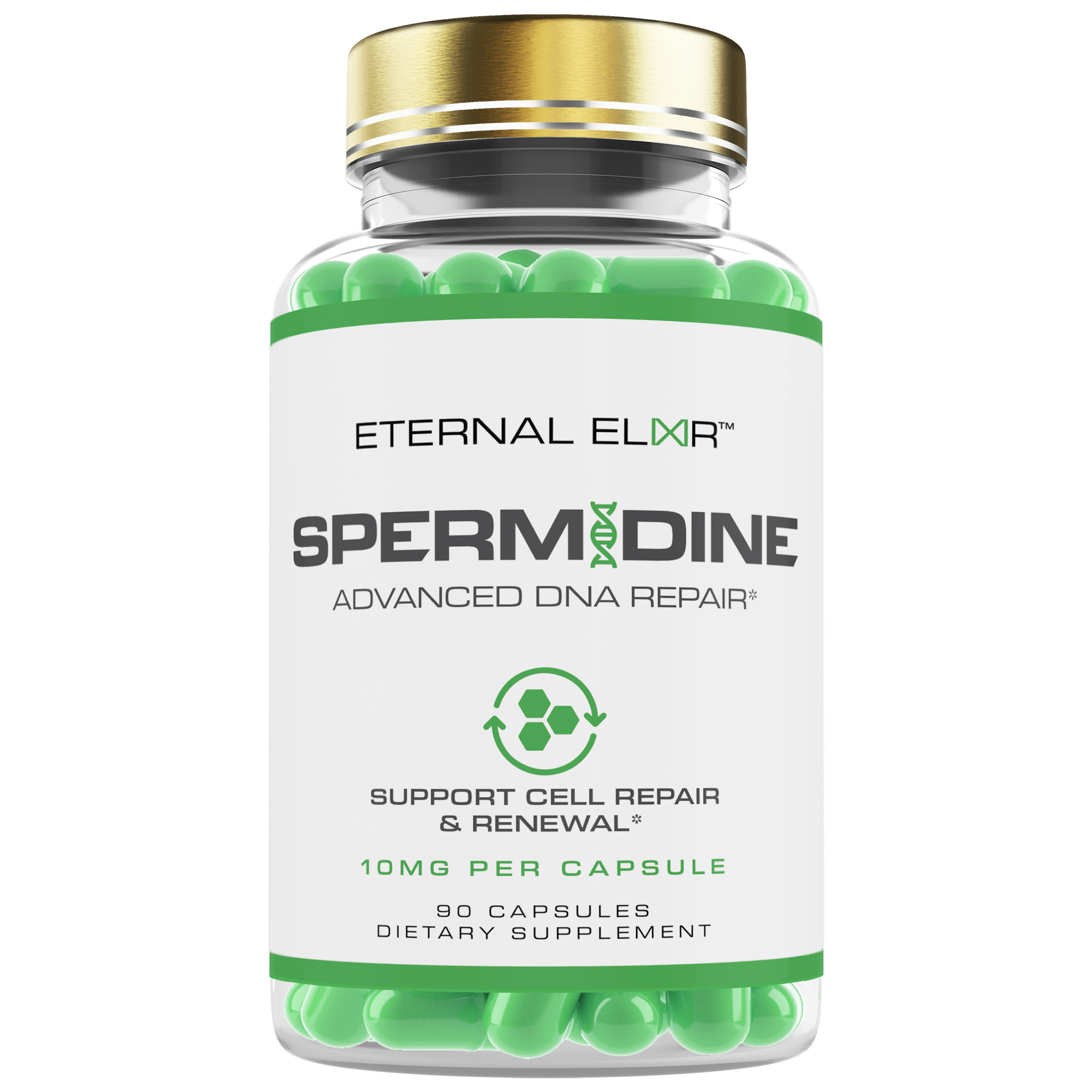 Spermidine benefits — Eternal Elixir spermidine 10mg capsules bottle
