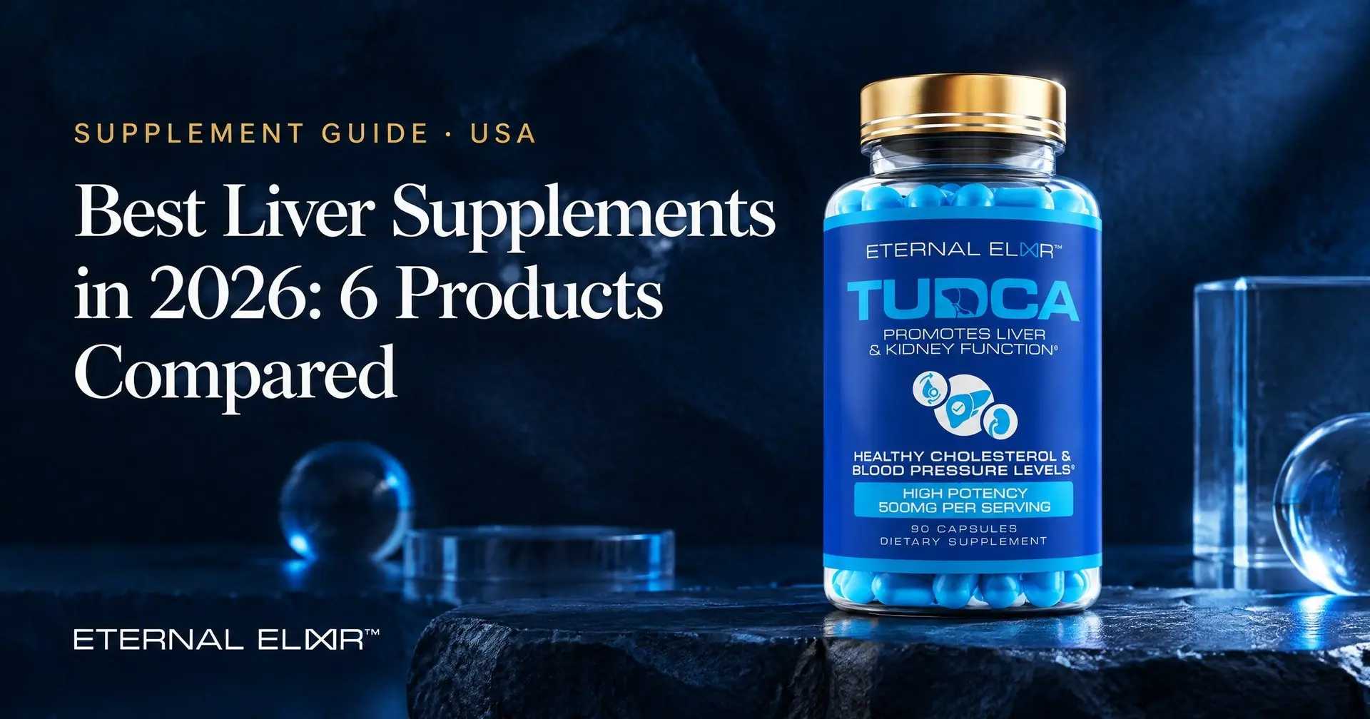 Best Liver Supplements in 2026: 6 Products Compared – Eternal Elixir TUDCA 500mg bottle